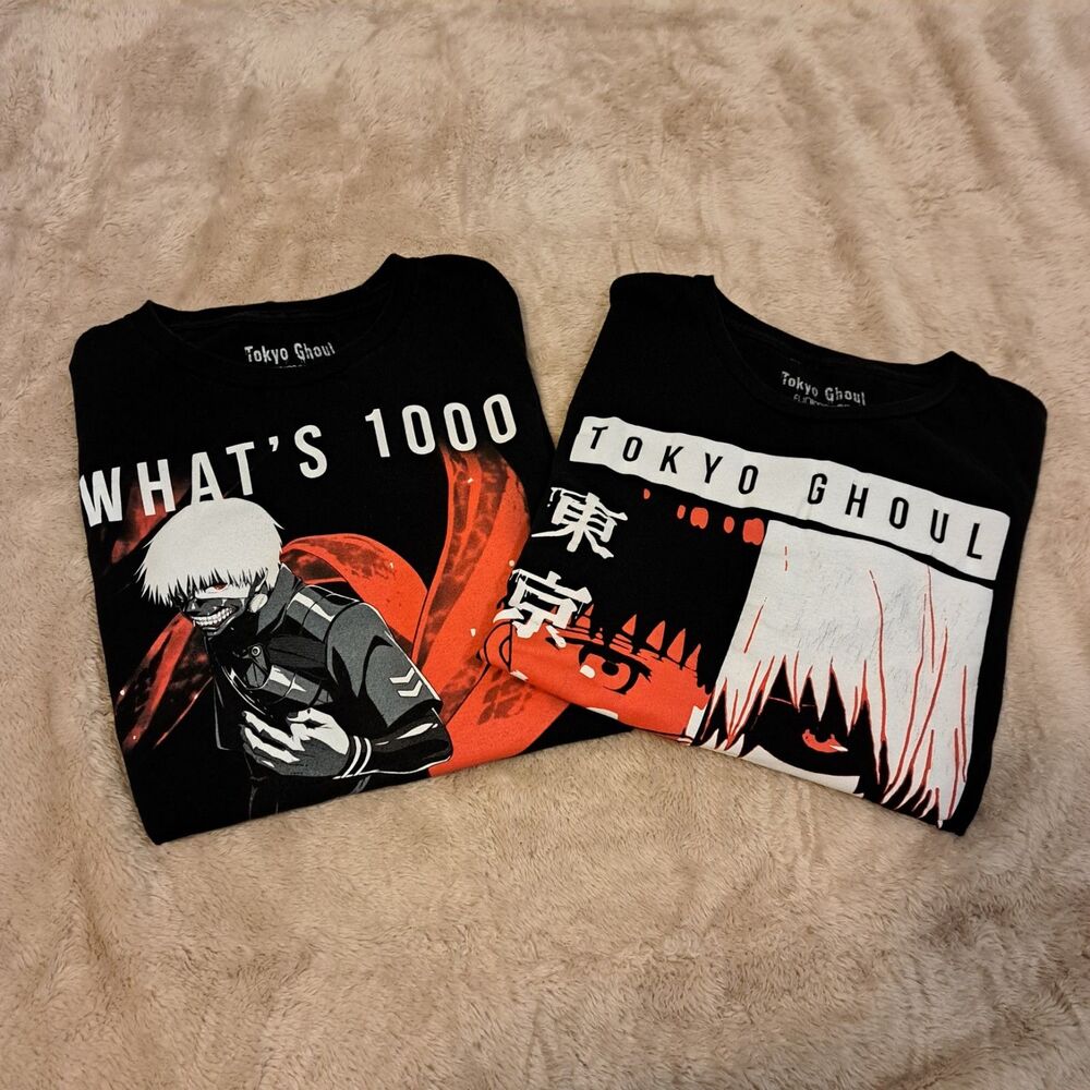Lot 2 Tokyo Ghoul Graphic T-Shirts Mens S Ken Kaneki Anime Manga Black